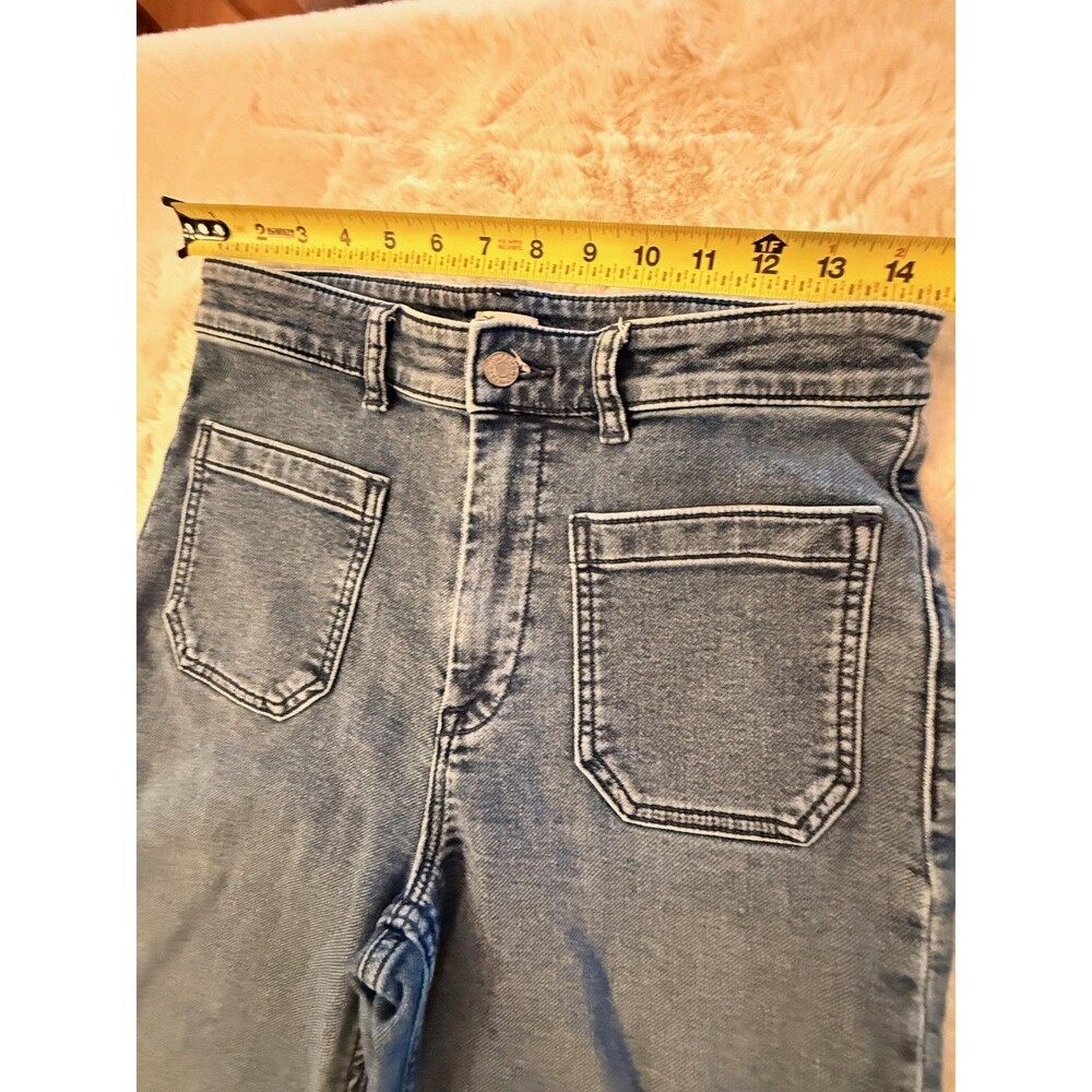 Faherty Jeans Womens 29 Blue High Rise Wide Leg Relaxed Stretch Denim Pants